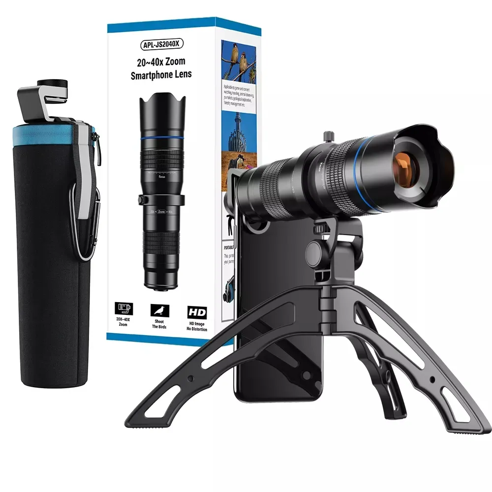 20-40X HD Monocular External Dual Adjustable Zoom Telescope Universal Telephoto Phone Lens Teliscope