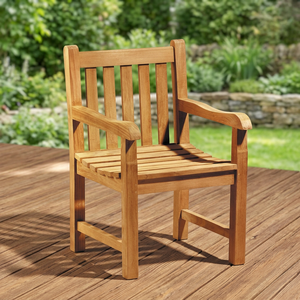 Chaise de jardin en teck massif avec accoudoirs, design moderne, durable, pieds coniques - Product Image 2
