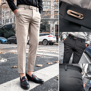 Automne et hiver pantalons décontractés pour hommes automne pantalons décontractés mince neuf points droite tendance pantalons d'affaires - Product Image 3