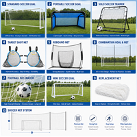 Filets de football portables hexagonaux 5 contre 5, grand format 8 pieds x 8 pieds, avec contour en gazon synthétique et cible de rebond en forme de Z pour enfants