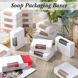 Boîtes à savon en kraft blanc avec fenêtre transparente, boîtes d'emballage pour savon <span class=keywords><strong>fait</strong></span> main, petite boîte cadeau pour le bricolage - Product Image 5