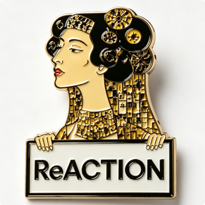 ReACTION Art Deco Femme Épinglette Métallique Plaqué Or Forme Irrégulière Émail Dur Badge de Mode de Collection - Product Image 2