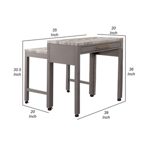 OE HOME Light Gray <b>Round</b> Counter Height Dining <b>Table</b> <b>with</b> Faux Marble Top Metal Legs <b>4</b> Seater Portable & Waterproof Adjustable - Product Image 5