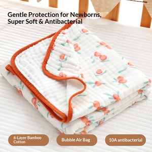 Couverture Bébé en Mousseline 6 Couches en Gros, Coton Bambou Respirant, Gaze Bulle, Couette Enfant, Logo Personnalisé, Imprimé Fruits, Couette de Crèche - Product Image 1