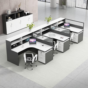 Simple y moderno para 4/6 personas, estación de trabajo, escritorio, partición, cubículo, muebles de oficina con juego de sillas, Panel de estilo de madera para uso en dormitorio - Product Image 2