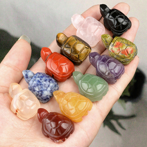 Mini Escultura de Tortuga de Cristal Grabada de 1 Pulgada, Adorno Artesanal de Piedra Semipreciosa, Piedra Curativa - Product Image 3