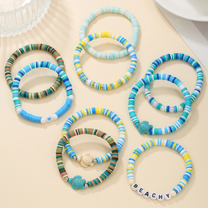 Ocean Series Polymer Clay Stackable <b>Bracelet</b> Set Beachy <b>Turtle</b> Beaded Women Gift Jewelry Spring 2025 - Product Image 3