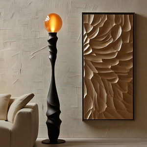 Modern <b>Black</b> Marble Floor Lamp With Off White Glass Globe <b>Shade</b> Large Size LED <b>Lighting</b> For Residential Use - Product Image 6