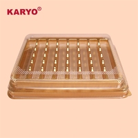 KARYO 2302B Boîte d'emballage jetable de luxe en plastique doré à 8 compartiments pour la pâtisserie, le snack, les biscuits et les biscuits avec couvercle transparent