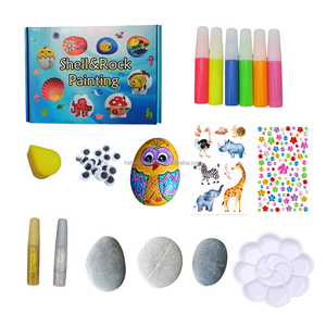 Kit educativo de pintura de roca que brilla en la oscuridad, regalos artesanales de piedra Natural para niños y niñas para dibujar guijarros - Product Image 3