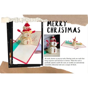 Carte de vœux de Noël 3D, carte de Noël pop-up pour les fêtes / Conception personnalisée / ODM, prix négociable - Product Image 6