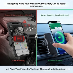 Cargador Inalámbrico para Auto de 15W, Soporte con Sujeción Automática para Teléfono, Sensor Inteligente, Base de <span class=keywords><strong>Carga</strong></span> Rápida para iPhone 15 y <span class=keywords><strong>Samsung</strong></span> S23 - Product Image 3