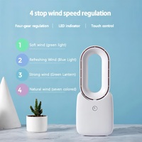 Ventilateur de bureau électrique silencieux sans lame, rechargeable par USB, mécanique, tactile, avec lumière RVB, pour chambre à coucher, bureau, extérieur, utilisation estivale