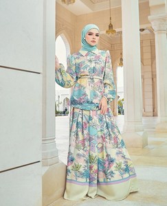 Factory Price <strong>Malaysia</strong> Baju Kurung Muslim Dress Abaya with Puff Printing Wholesale From <strong>Manufacturer</strong>