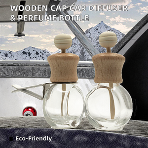 Mini Bằng Gỗ Vít Cap Thủy Tinh Phẳng Xe Khuếch Tán Chai Tự Động Nước Hoa Làm Mát Không Khí Cho Chăm Sóc Da Huyết Thanh Màn Hình In Ấn Vương Miện - Product Image 2