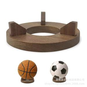 Wooden Sports Ball Display Rack Solid Wood Desktop Basketball Football Holder Storage Base Collection <b>Stand</b> - Product Image 2