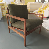 Fauteuil Moderne Rétro en Bois Massif et Cuir à Bras Unique, Idéal pour Salon, Bureau, Balcon – Design Confortable pour la Maison
