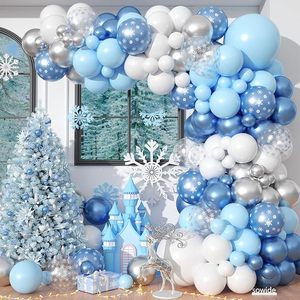 Ballons bleus et blancs, flocons de <span class=keywords><strong>neige</strong></span>, fournitures de fête, kit de fête d'<span class=keywords><strong>anniversaire</strong></span> de princesse, décorations de fête sur le thème de la <span class=keywords><strong>neige</strong></span> pour filles - Product Image 1