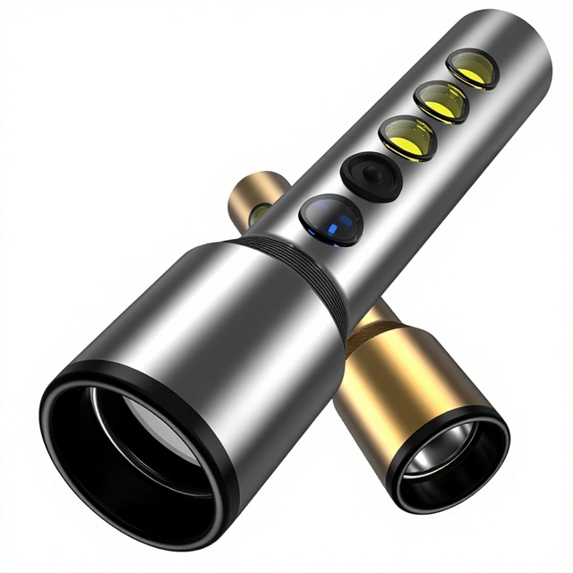 Aluminum Alloy Rechargeable LED Flashlight with Double Light Hand-Held Compact Outdoor Lighting Hand Lamp