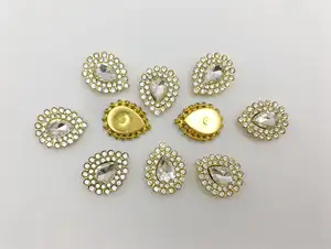 Drop DIY Sewing Customization For Clothing And Wedding Dresses Gold Bottom Water Diamond Glass Drill With Rhinestones
