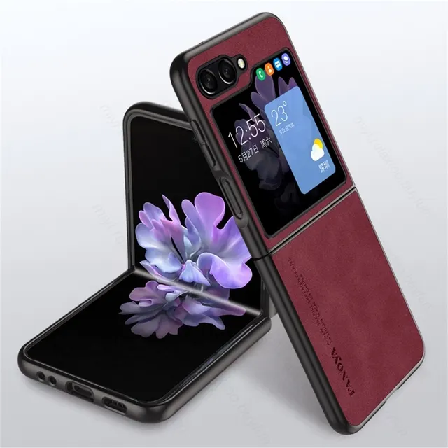 เคสหนังแกะ2023สำหรับ Samsung Z Flip5 5G เคสปกป้องเลนส์แบบพับได้4 ZFlip3