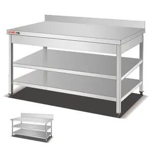 Montaj kare ayak üç katlı büfe paslanmaz çelik Worktable orta ve raf altında avustralya/1.8M Metal mutfak masası