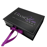 Caja de Pelucas Personalizada de Lujo Moderna con Logotipo, Empaque para Extensiones de Cabello con Forro de Esponja y Laminado Mate para Cosméticos