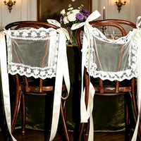 Vente en gros usine : Dentelle de dossier de chaise de mariage la plus vendue (impression par transfert thermique sur fil) pour la décoration de la table principale des mariés et les cartes de bienvenue