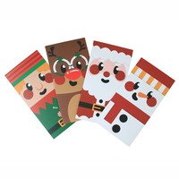 Nouvelles Cartes de Vœux de Noël Modèle Chine JMD0618 Papier en Stock Impression Quadricolore Lot de 12 Dessins Animés Père Noël Bonhomme de Neige Manuscrit