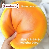 Jouet anti-stress en forme de pain rond géant de 19 cm, imitation réaliste en PU, à récupération lente, taille extra-large