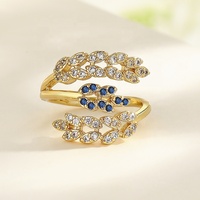 Bague en feuille de filigrane plaquée or en laiton avec CZ AAA, bijoux de mode en gros pour femmes, fournisseur de bijoux HD