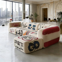 Canapé modulaire en forme de L Base Graffiti, canapé sectionnel moderne et artistique pour salon, taille et matériaux personnalisables