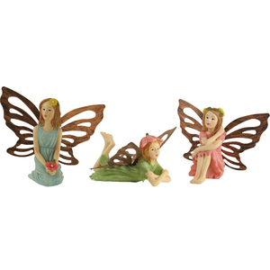 ZICOM Juego de 3 Mini Hadas de Jardín Hechas a Mano con Alas Metálicas Enchufables, Aprox. Modelo 9069-G3015 de Alemania para Bodas y Fiestas en el Jardín, Altura de 6.7 cm - Product Image 1