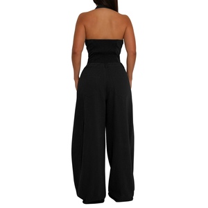 Combinaison décontractée pour femmes, sans manches, col en V, dos nu, boutonnée sur le devant, tendance - Product Image 4