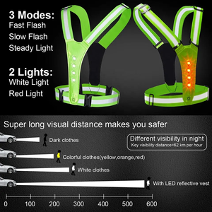 EN20471 Tiras reflectantes de alta visibilidad Equipo de seguridad para correr Chaleco para correr con luz LED para caminar Correr Ciclismo - Product Image 6