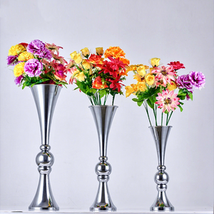 Nuovo arrivo oro alti vasi nozze centrotavola metallo fiore colore argento - Product Image 6