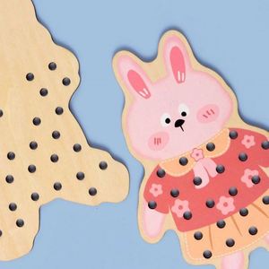 Cadeau d'anniversaire pour enfants : Jouets charmants, panneaux de cartes à lacer en bois en forme d'animaux mignons (dinosaures), ensemble d'activités de correspondance et de traçage - Product Image 4