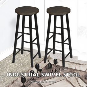 Modern Industrial Style Swivel Bar <b>Stool</b> High Wooden <b>Seat</b> Metal Frame for Commercial Dining Hotel Living Room Bedroom Use - Product Image 2