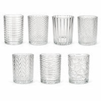Photophores en verre transparent gaufré à motifs variés, en verre épais, pour bougies chauffe-plat et votives, pour la décoration de table de mariage