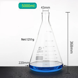 Frasco triangular de vidrio de borosilicato de 5000mL, vaso de precipitados graduado cónico de cuello recto para uso en laboratorio químico, vidrio transparente - Product Image 2