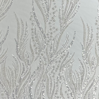 Nouvelle Arrivée Tissu en Dentelle Brodé Perlé 100% Polyester, Maille Filet Respirante Antistatique 520gsm pour Robes et Sacs