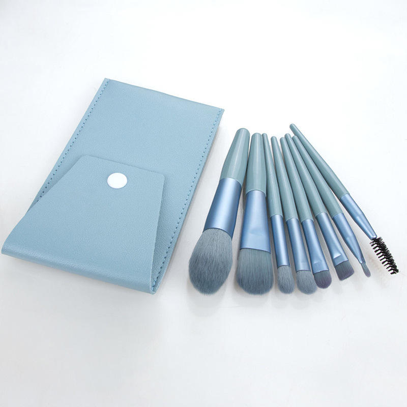 ชุด 8 ชิ้น สีฟ้าหมอก + กระเป๋า Pu