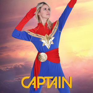 Manqi <b>Captain</b> <b>Marvel</b> Cosplay <b>Costume</b> Women Adult Jumpsuit Polyester Bodysuit TV Movie Character Outfit - Product Image 3