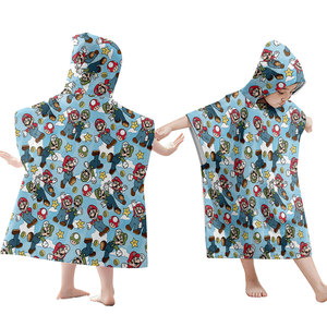 Peignoirs de <span class=keywords><strong>surf</strong></span> personnalisés pour filles et garçons, serviettes de piscine pour enfants, ponchos à séchage rapide en microfibre douce, serviettes de plage à capuche pour enfants avec dessins animés Mario - Product Image 4