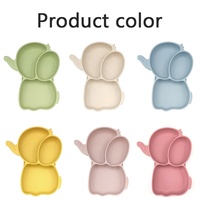 Vaisselle en Silicone éléphant sans BPA, vente en gros, ensemble de bols à dîner pour bébé, assiettes divisées personnalisées pour enfants, 100%