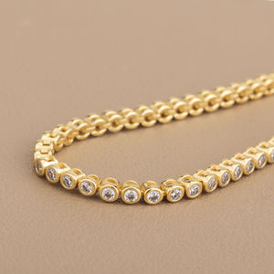 14K 18K altın kaplama bakır kadınlar için klasik elmas çerçeve tenis bilekliği özelleştirmek - Product Image 4