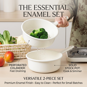 En gros, ensemble de casseroles et poêles en émail blanc avec <span class=keywords><strong>passoire</strong></span> et égouttoir, pour la préparation rapide des aliments pour bébés et la cuisson en petites quantités, ustensiles de cuisine - Product Image 2