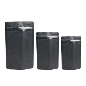 Resealable Matte Black Pacote Stand Up Pouch Folha De Alumínio Embalagem Zip Lock Bag Doypack Mylar Sacos De Comida De Armazenamento