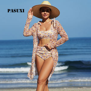 PASUXI Nouveau Ensemble Bikini Sexy 3 Pièces Multicolore Imprimé Numérique avec Jupe Cache-<span class=keywords><strong>Maillot</strong></span> en Maille <span class=keywords><strong>Push</strong></span>-<span class=keywords><strong>up</strong></span> <span class=keywords><strong>Maillot</strong></span> <span class=keywords><strong>de</strong></span> <span class=keywords><strong>Bain</strong></span> Femme Tenue <span class=keywords><strong>de</strong></span> Plage - Product Image 1