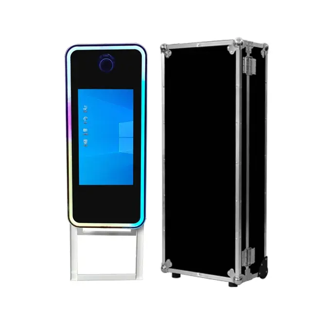 40 Inch Led Light Frame Nieuwe Opvouwbare Draagbare Spiegel Selfie Smart Touch Spiegel Fotocabine Betaalbare Magische Spiegel Fotocabine